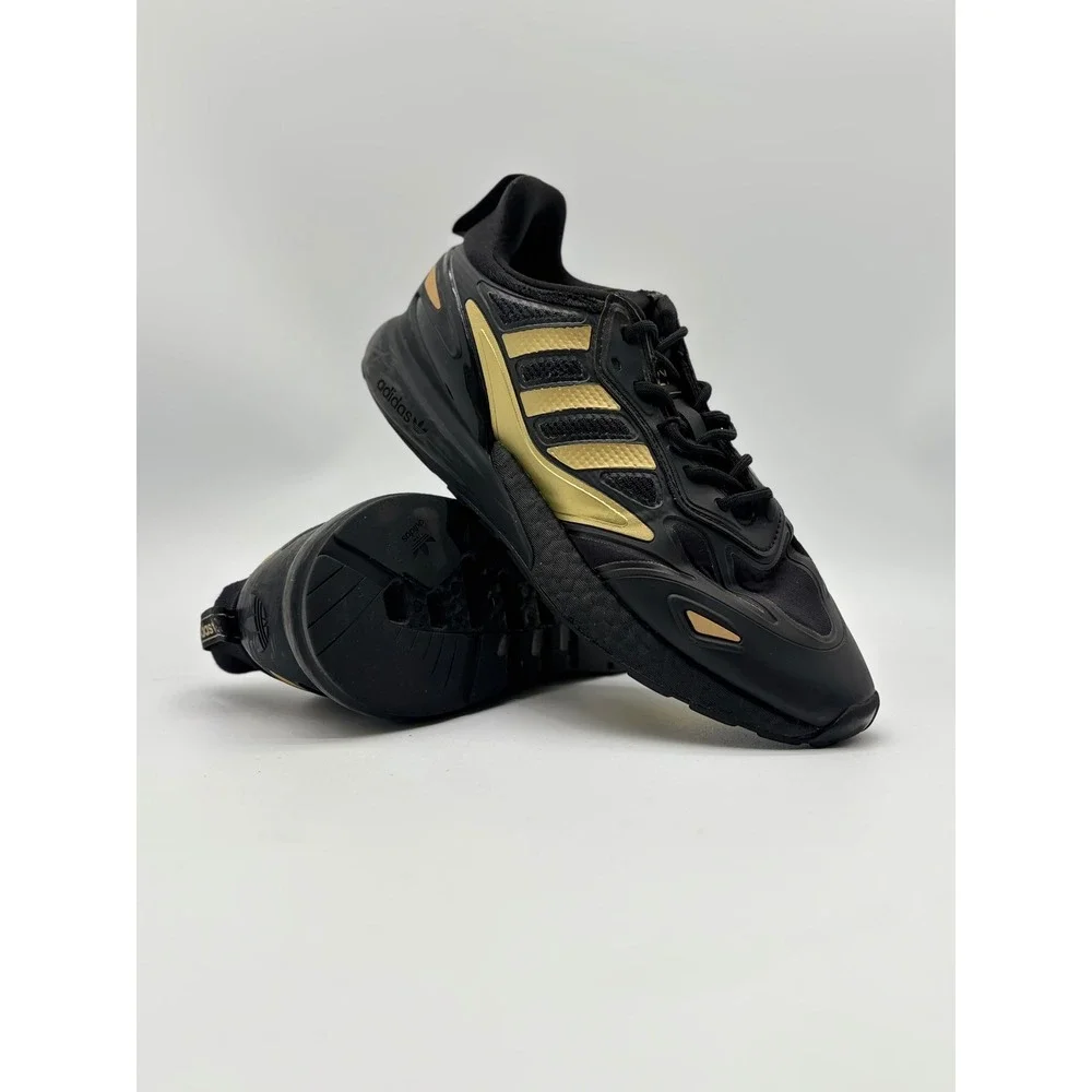 Adidas ZX 2K Boost 2.0 Black Gold Metallic Mens Running Shoes GZ7743 Size 8.5